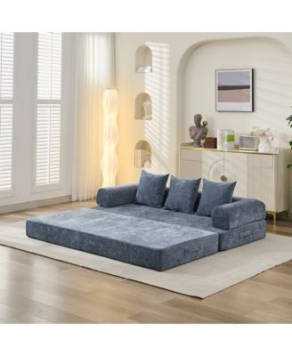 Comfy Convertible Folding Mattress Couch - Blue
