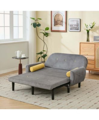 Corduroy Loveseat Sofa Bed with Storage & USB