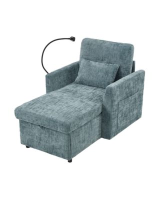 Multifunctional Chenille Recliner Sofa with Storage & Phone Bracket