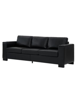 Modern Black Faux Sofa with Cup Holder & Storage