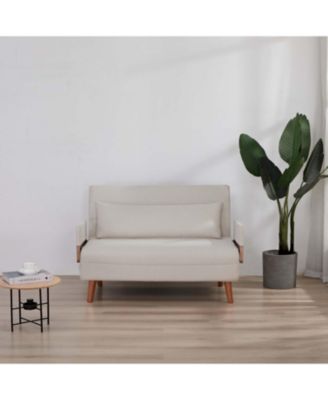 Extra Wide 3-in-1 Loveseat Sofa Bed - Adjustable Back, Linen Fabric