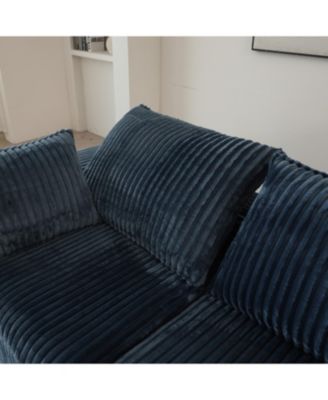 Cloud Sofa Corduroy Deep Seat Removable Cushion Blue