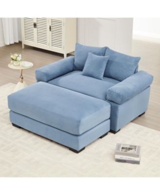  Oversized Cloud Modular Sectional Couch, Corduroy, Ottoman, Chaise - Blue