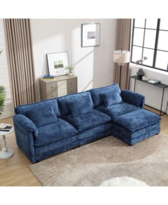  Oversized Sectional Cloud Couch, Modern Chenille L Shape, Ottoman & Memory Foam
