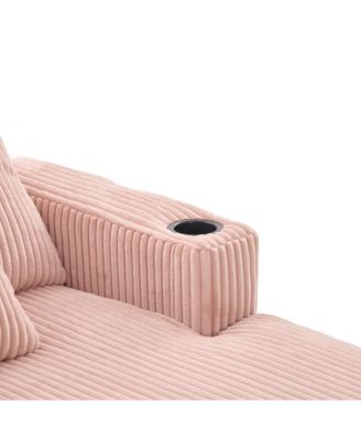 Streamdale Corduroy Oversized Recliner Sofa w/ USB, LED, Cup Holder