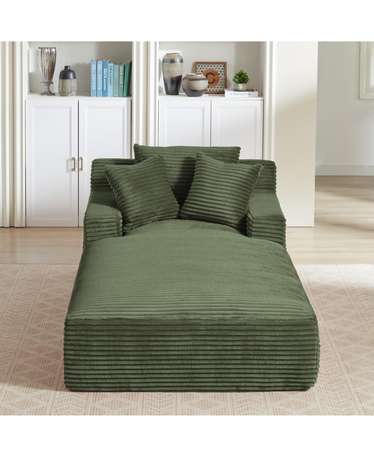 Streamdale Furniture Oversized Corduroy Chaise Lounge Sofa - Comfy Sleeper Couch