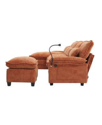 106" U-Shape Sectional Sofa Cloud Couch, Chenille, Ottoman & Pillows