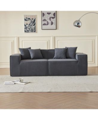 Corduroy Modular Loveseat Sofa - Compact Sectional Couch