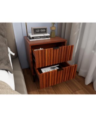 Wooden Nightstand with 2 Drawers