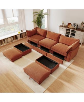 U Shape Sofa w/ Ottomans & Storage