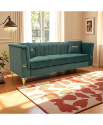 Gold Leg Sherpa Sofa - Modern 3-Seater Couch