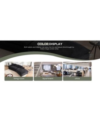  Modern Minimalist Sectional Sofa with Chaise - Black