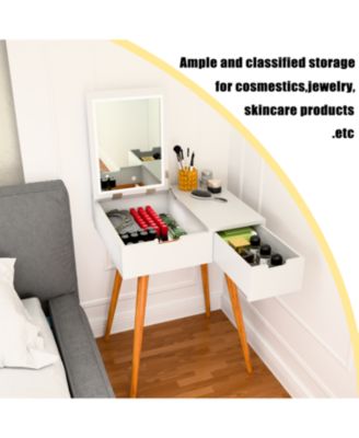 Makeup Vanity Table with Flip Top Mirror & 2 Drawers