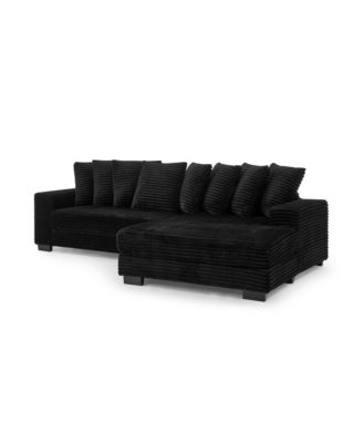 Corduroy Tufted Sleeper Sectional Sofa, L-Shaped Modular Convertible