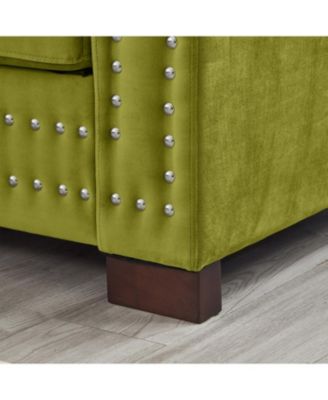 Streamdale Green Velvet Sofa, Modern Design, Silver Nail Detail
