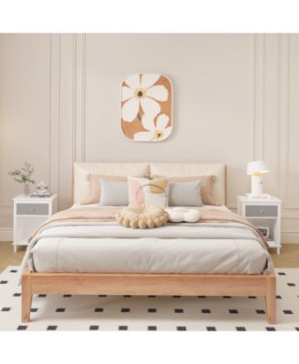 Wooden Nightstand - Gray/Silver Handle