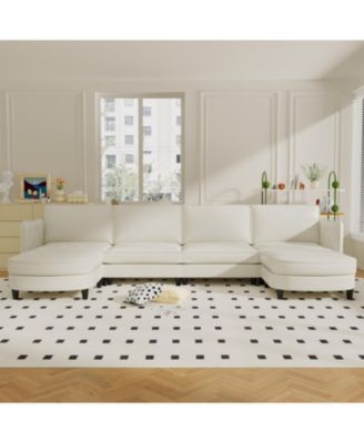 Streamdale 141.5" U-Shaped Sofa Couch with Ottoman & Pockets