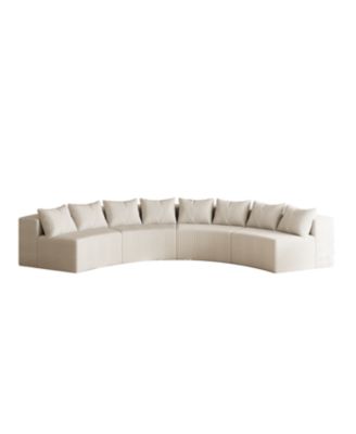 Corduroy Curved Sectional Sofa with 8 Pillows (4 Modules