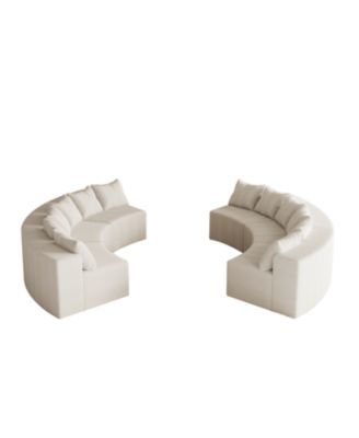 Corduroy Curved Sectional Sofa with 12 Pillows (6 Modules)