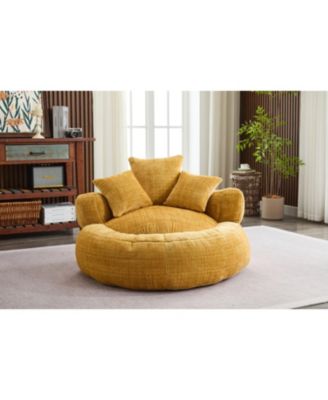 Chenille Bean Bag Chair with Filling - Indoor/Outdoor (Yellow)