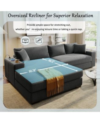 Large Sectional Sofa- Thick Cushions, Cup Holders & Charging