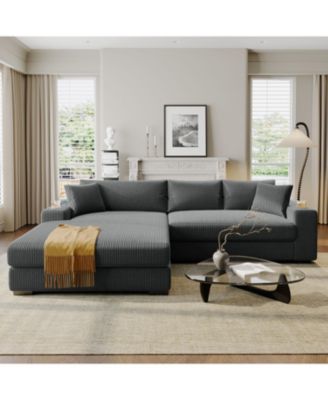 Large Sectional Sofa- Thick Cushions, Cup Holders & Charging
