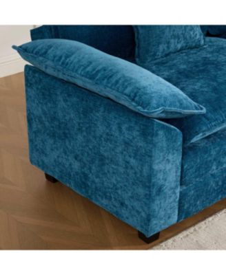  Cloud Sofa Single Seat, Modern Sectional, Chenille, Blue