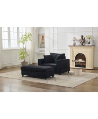 Chaise Lounge Chair with Ottoman & Pillows