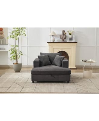 Chaise Lounge with Storage Ottoman & Pillows