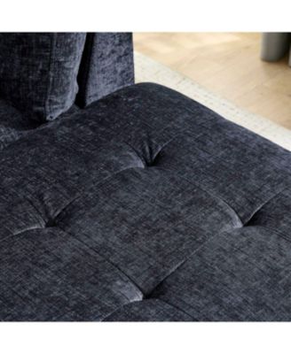 Navy Sectional Sofa with Reversible Chaise, Ottoman & Pillows