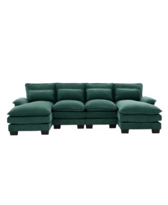 U Shaped Cloud Couch, 110" Chenille Sectional Sofa with Double Chaise