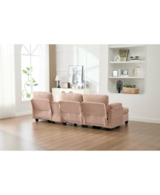 L-Shape Corduroy Sofa- 4-Seater, USB, Storage, Console & Ottoman