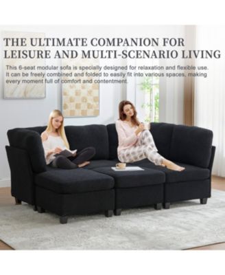 Streamdale Modular Sectional Sofa- Convertible 6-Seat Couch with Chaise & Ottoman