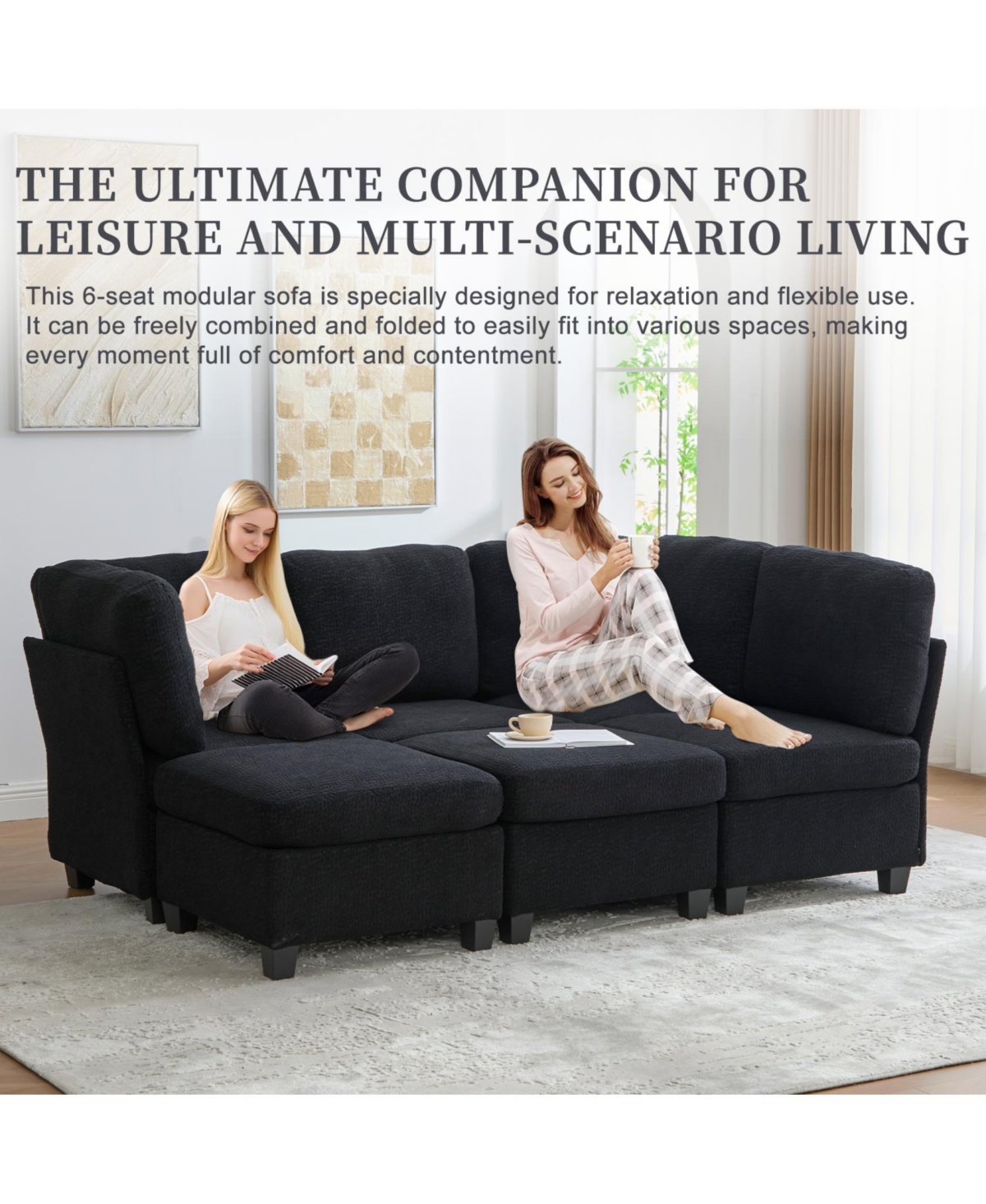 Streamdale Modular Sectional Sofa- Convertible 6-Seat Couch with Chaise & Ottoman