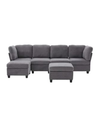 Modular Sectional Sofa- Convertible 6-Seat Couch with Chaise & Ottoman