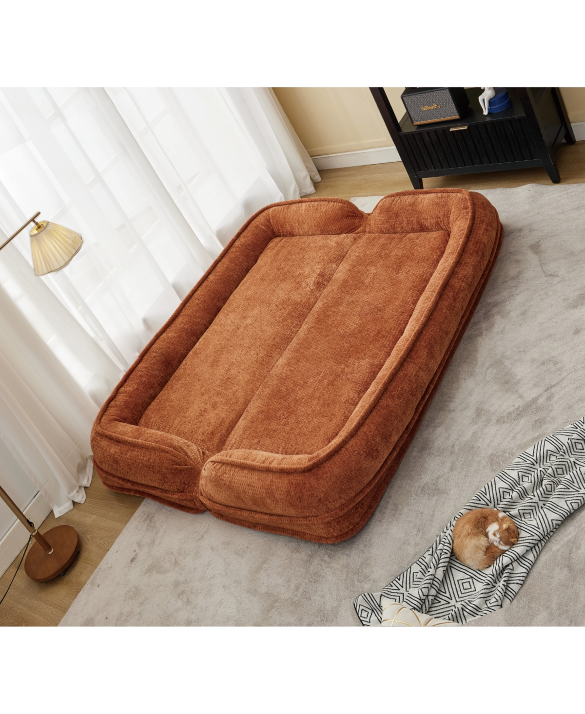 Streamdale Furniture Double Chenille Dog Bed Loveseat - Extra Large Orange Sofa