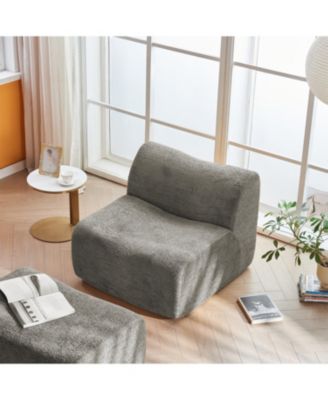Single Foam Sofa Chair with Footrest & Pillow