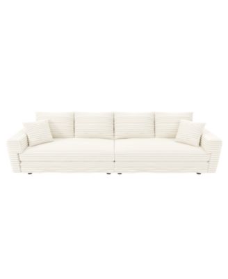  Plush Corduroy 4-Seat Sofa, Modern Comfy Cloud Couch, Deep Seat, Beige
