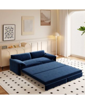  66" Queen Pull Out Sleeper Sofa Bed - Velvet Loveseat with Storage