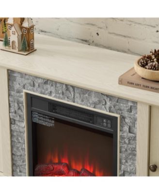 58" TV Stand with Fireplace & Storage - White