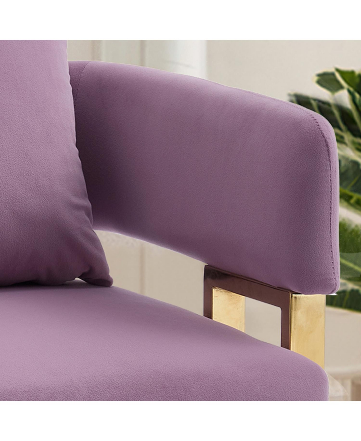 Streamdale Furniture Modern Lilac Teddy Fleece Chair Gold Legs 2PCS