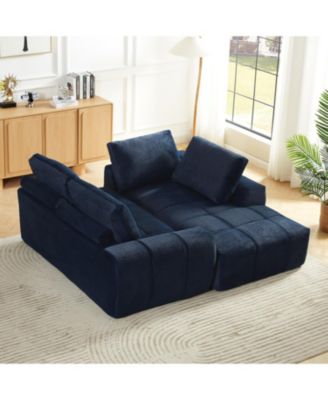 Faux Fur L-Shape Sectional Sofa Sleeper Couch