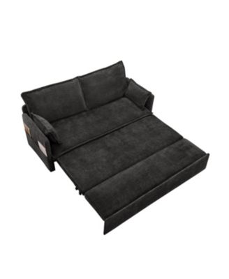 59.5" Chenille Sleeper Sofa Bed w/ Storage & USB Charging