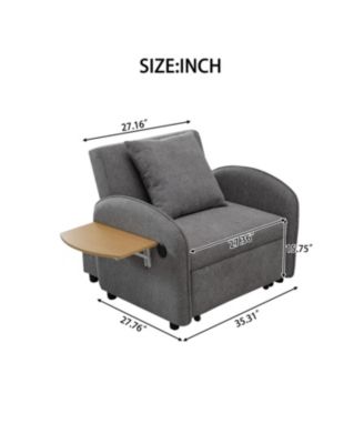 Convertible Chair Bed- 3-in-1 Pull-Out Sofa with USB & Desk