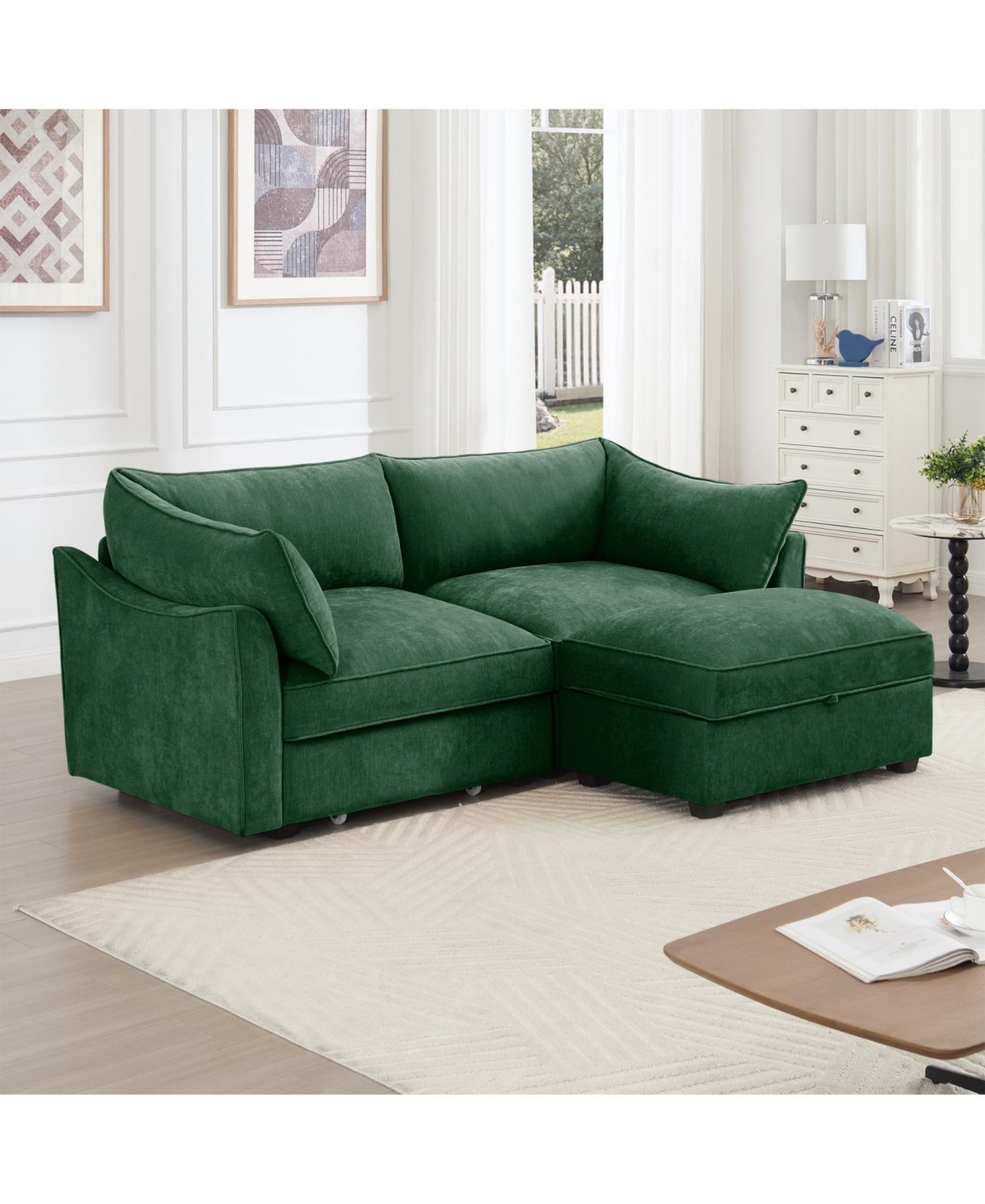 Streamdale Furniture 2-Seat Sofa with Ottoman & Storage