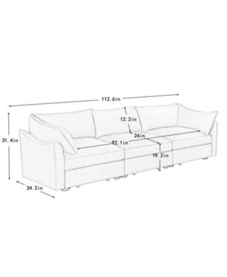 3 Seater Sofa with Storage Drawers