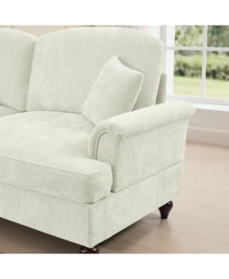 Streamdale Mid Century 3 Seater Chenille Sofa with Flared Arms & Spindle Legs