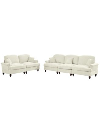 Modular Sofa Set- Flared Arms, Removable Skirts, Spindle Legs