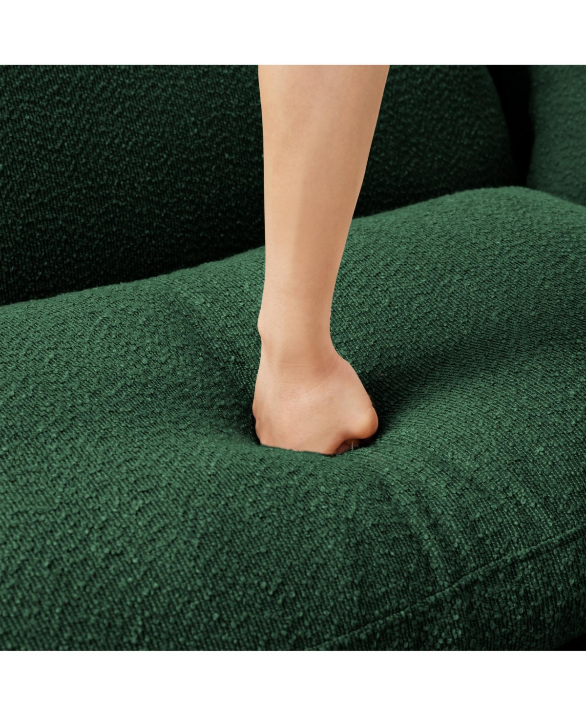 Streamdale Furniture Green Boucle 3-Seater Sofa with Shell Armrests