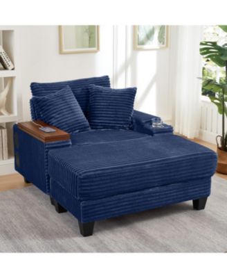Streamdale Corduroy Sofa Bed with Ottoman, Bluetooth, USB, Rotating Table